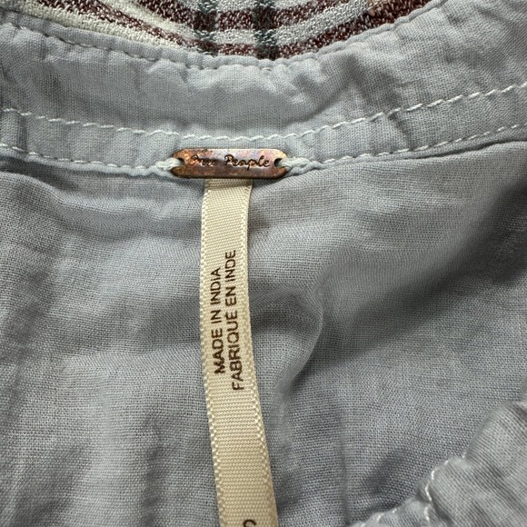 Free People Wesley Plaid Button Front Shirt Gray Cream Rust Soft Woven Top Small - Picture 2 of 8